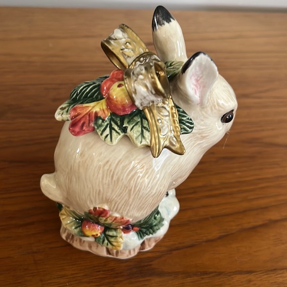 Fitz & Floyd Snowy Woods Bunny Rabbit Covered Jar Canister Trinket Dish - Picture 2 of 7